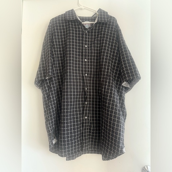 Robert Graham Grid Patterned Button Down Short Sleeve Casual Shirt Size 2XLT - Picture 1 of 4